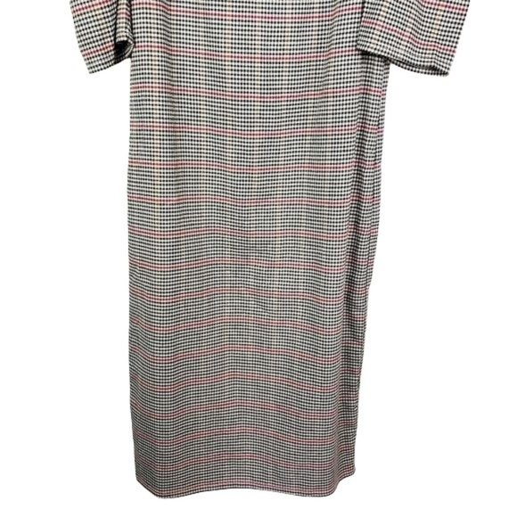 Tacera  Herringbone puff sleeves dress  Small Cream Pencil  Red  plaid - Picture 6 of 9